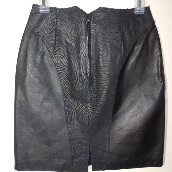 Bermans 100% Leather Mini Pencil Skirt Size 8 Black - Picture 8 of 8